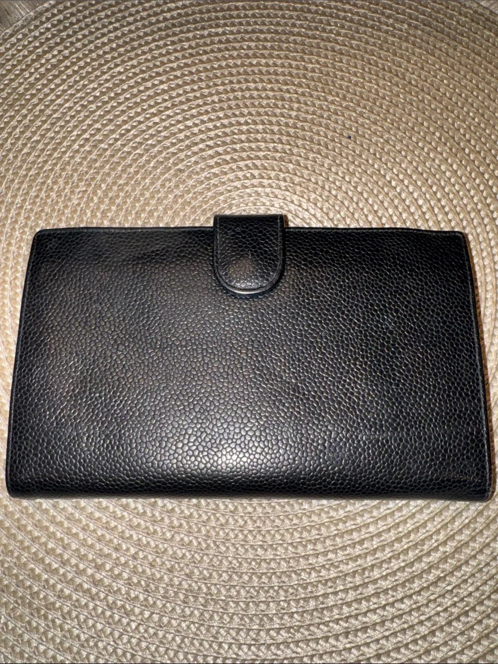CHANEL Caviar Black Quilted CC Leather Wallet